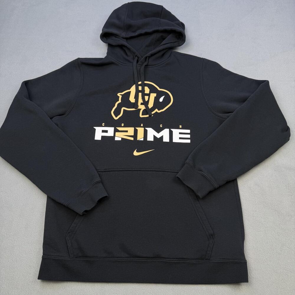 Colorado Buffaloes Hoodie Mens Small Black NCAA Football Nike Coach Prime Fleece